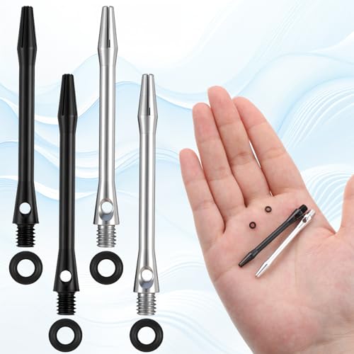 KALIONE 30 Packs Dart Shafts for Steel Tip, Aluminum 2ba Thread Dart Accessories 45 Mm/48 Mm Dart Shafts Replacement Kit with Rubber O Rings for Darts Sharpener Flights Sports