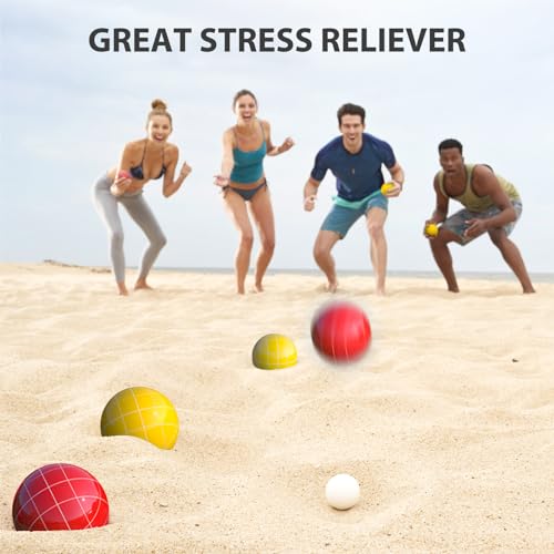 Professional Grade 107mm Bocce Ball Game Set Regulation Size and Weight 920g for Official Tournaments (Red and Yellow) - style: Premium 107mm Red and Yellow