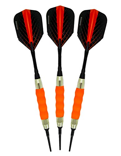 sure grip Viper Orange Soft Tip Darts with Dart Case & Accessories Choice of Flights 16 or 18 Grams Plus I Love Darts Bracelet (Harrows Quantum, 16g)