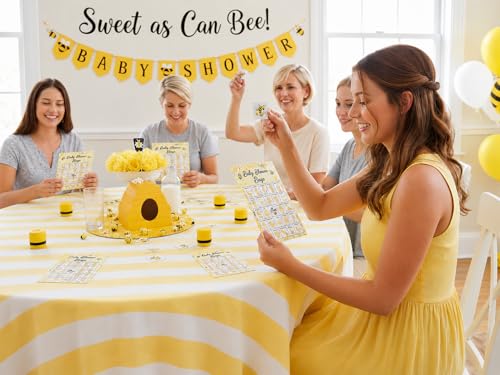 Baby Shower Bingo - 24 Player Bee Themed Game for Adults and Gender Reveal Parties - color: Bee