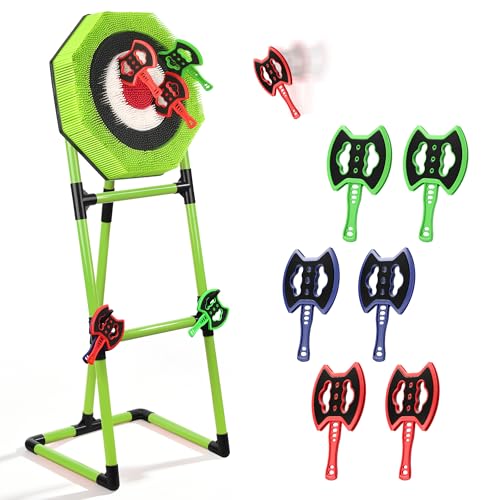 Axe Throwing Game for Backyard - 6-Axe Set for Outdoor Games Height-Adjustable Suitable for Kids and Adults Indoor &Outdoor,Yard Games,Carnival Games - color: Green