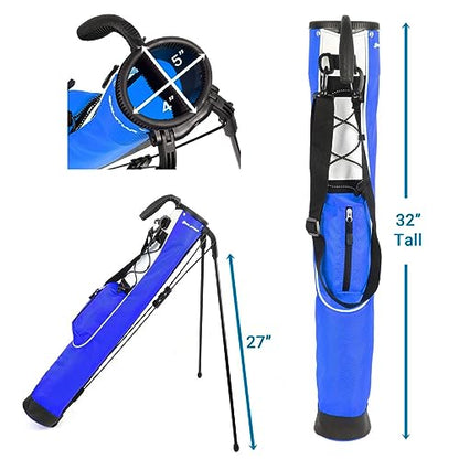 Orlimar Pitch ’n Putt Lightweight Sunday Golf Bag with Stand, Ultra-Light Carry Design, Two-Way Divider Top, Shoulder Strap, Compact Carry Golf Bag for Men & Women - color: Steel Blue