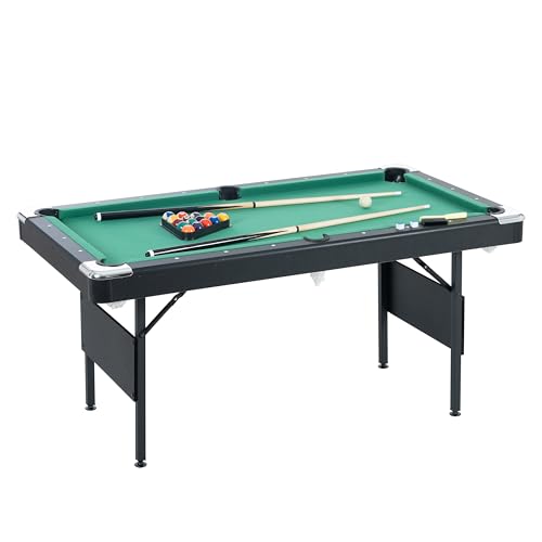 Ditkoko Billiard Table, 64" Folding Pool Table with with Balls, Cues, Chalk, Brush and Triangle, Pool Table Set for Family Game Room, Adult Rrec Room, Basements, Man cave or Garage
