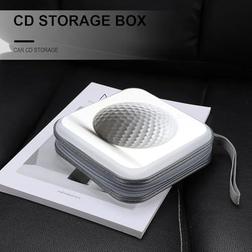 Simple Golf Ball on White CD Case DVD Storage Case Portable for Car Home Travel