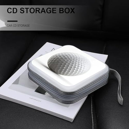 Simple Golf Ball on White CD Case DVD Storage Case Portable for Car Home Travel