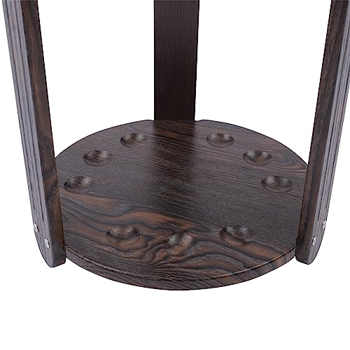 9-Hole Billiard Cue Stick Rack, Wood Multifunctional Pool Stick Stand Holder, Floor Standing Pool Cue Rack for Billiard Room Game Room Club Pool Table Accessories Holds