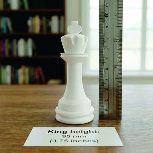Staunton Chess Pieces Half Set, 17 White Pieces, 3.75" King | Made in USA - color: White
