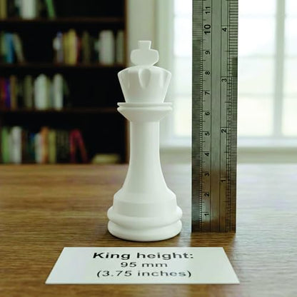 Staunton Chess Pieces Half Set, 17 White Pieces, 3.75" King | Made in USA - color: White