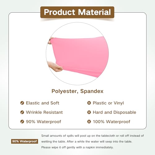 Square Fitted Table Cover Elastic Tablecloth Stretch Spandex Table Topper Cap Cover for Dining Kitchen Home Party Pink 34X34 Inch - color: Pink, size: 34" x 34" (Square)