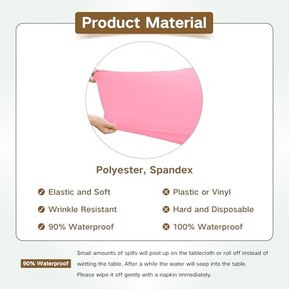 Square Fitted Table Cover Elastic Tablecloth Stretch Spandex Table Topper Cap Cover for Dining Kitchen Home Party Pink 34X34 Inch - color: Pink, size: 34" x 34" (Square)