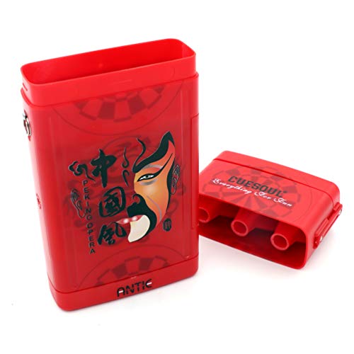 CUESOUL ANTIE Hard Dart Case with Peking Opera Mask Design and Dart Flights Case for Your Choice - color: Dart Case-Red