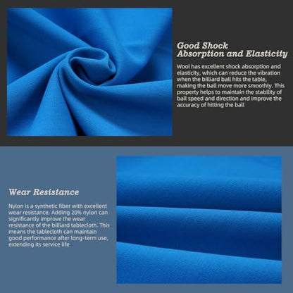 KONLLEN 9ft Pool Table Felt, 80/20 Wool Nylon Blend Billiard Table Cloth with Pre-Cut Strips, Professional Replacement Felt for Home & League Play - color: 003-Blue