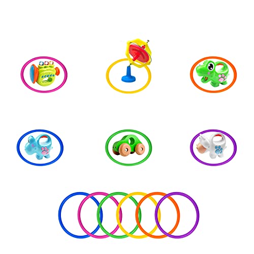 Topbuti 24 Pcs Multicolor Plastic Toss Rings Ring Toss Game Carnival Rings for Speed and Agility Practice Games, Garden Backyard Outdoor Games, Bridal Shower Game, Game Booth （3.1 Inch）