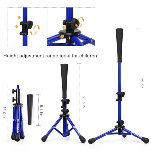 BaseGoal Baseball Tee for Kids,Youth Stand Set,Teeball Set,Youth Baseball,Softball Batting Tee Set,Easy Adjustable Height - style: Blue-a