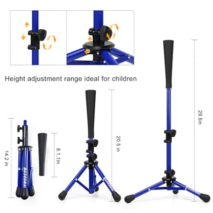 BaseGoal Baseball Tee for Kids,Youth Stand Set,Teeball Set,Youth Baseball,Softball Batting Tee Set,Easy Adjustable Height - style: Blue-a