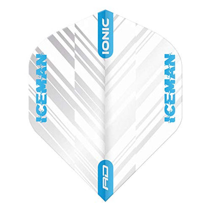 RED DRAGON Hardcore Players Dart Flights - 3 Sets Per Pack (9 Dart Flights in Total) - color: Ionic White and Blue