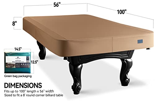 Heavy Duty Leatherette Billiard Pool Table Cover, Waterproof & Tearproof Cover for Pool Table 7/8/9FT (Wheat Brown, 8FT-(100"LX 56"WX 8“H)) - color: Wheat Brown, size: 8FT-(100"LX 56"WX 8“H)