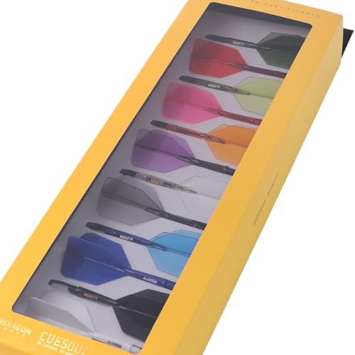 CUESOUL ROST 77 Integrated Dart Shaft and Flight Big Wing/Standard Shape Colour Collection Pack of 12 pcs - color: Big Wing Shape, size: Small