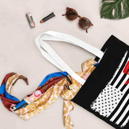NIENIE Disc Golf Usa Flag Tote Bag for Women Shopping Bags Reusable Large Capacity Casual Shoulder Handbags DIY Gift Bags Cute Canvas Tote Bag