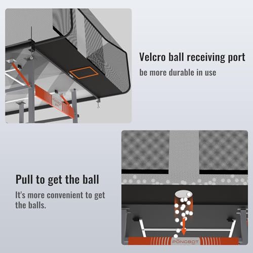 PONGBOT Table Tennis Ball Catch Net, Ping-Pong Ball Recycling Net, Durable Ball Collector for Solo Training, for Tables with Sides Under 3 Inches