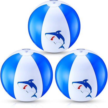 3 Pcs 12 Inch Inflatable Shark Beach Balls for Kids Shark Birthday Party Favor Decorations Pool Toy PVC Beach Ball - style: Shark
