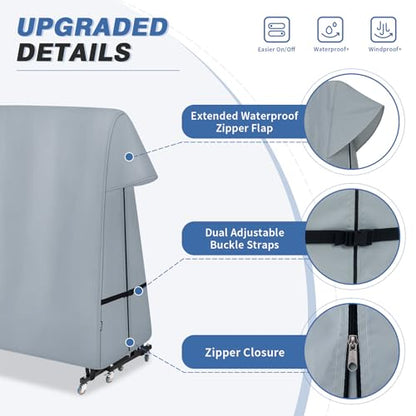 Ping Pong Table Cover Outdoor, Dual Function Table Tennis Cover | Premium Cover Fits Universal 9x5 FT Folding & Flat Tables Indoor & Outside - color: Grey