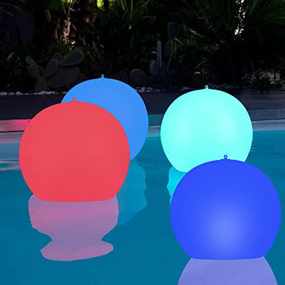 Blibly Solar Floating Pool Lights, 2 Pack 14 inch Solar Powered Waterproof Color Changing Inflatable Swimming LED Glow Ball Light - size: 2Pack