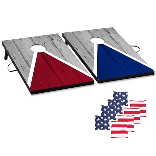 Portable Cornhole Board Set - Premium MDF Wood Corn Hole Game with 8 Regulation Bean Bags, for Backyard, Camping, and Outdoor Tailgating - Choose 3x2' Tailgate or 4x2' Regulation Size - style: 3' x 2' Pyramid