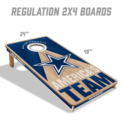 YouTheFan NFL 2' x 4' Slogan Series Professional Wood Cornhole Game with Logo Bags - color: Dallas Cowboys