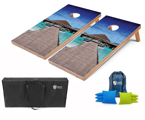 Tailgating Pros Lightweight Regulation Cornhole Boards – 2x4 ft, Portable & Durable with Bright, Fun Printed Designs – Outdoor Game Set for Backyard, Tailgating & Beach - color: Tropical Paradise