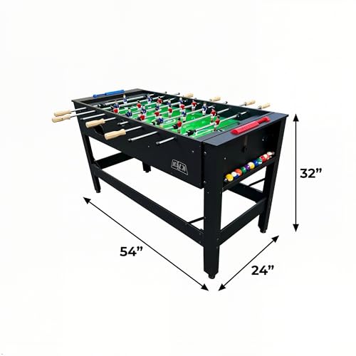 KICK Twain 48" 2-in-1 Multi-Game Table – Foosball & Billiards/Pool Table - color: Black