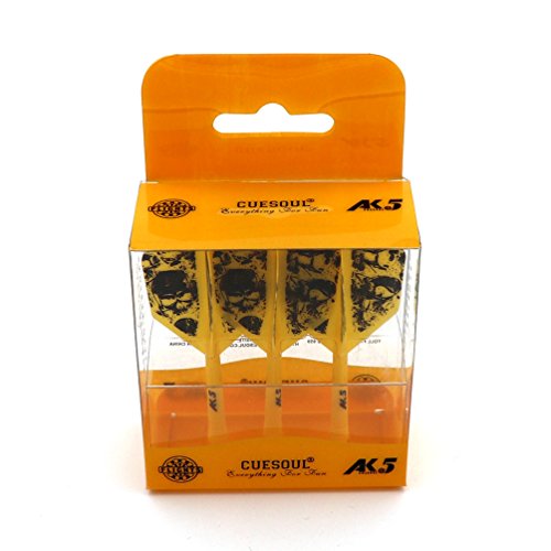 CUESOUL ROST Integrated Dart Shaft and Dart Flight Standard/Slim/Diamond/Big Wing/Tear/Diamond - color: 33mm-Big Wing Shape-Yellow Skull