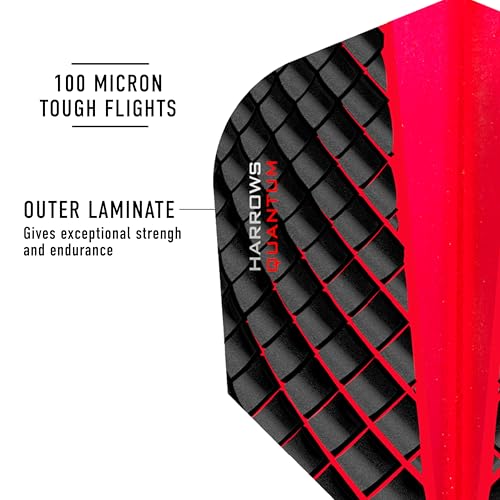 Harrows Quantum Dart Flights | 5 x Sets Darts Flights (15 Flights Total) I 100 Micron Dart Flights I Premium Extra Strong Made in UK I Professional Darts Accessories - color: Red