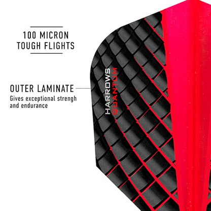 Harrows Quantum Dart Flights | 5 x Sets Darts Flights (15 Flights Total) I 100 Micron Dart Flights I Premium Extra Strong Made in UK I Professional Darts Accessories - color: Red