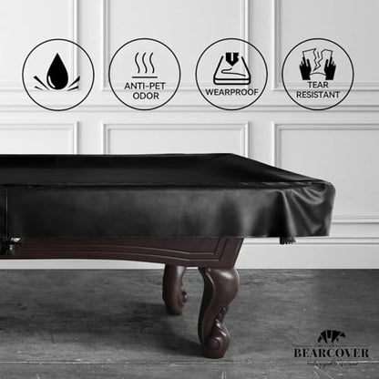 Heavy Duty Leatherette Billiard Pool Table Cover, Waterproof & Tearproof Cover for Pool Table 7/8/9FT (Black/Faux Lambskin, 7FT-(92"LX 52"WX 8“H)) - color: Black/Faux Lambskin, size: 7FT-(92"LX 52"WX 8“H)