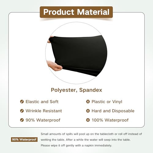 Square Fitted Table Cover Elastic Tablecloth Stretch Spandex Tables Top Cover Table Topper Cap for Dining Kitchen Home Party Black 34X34 Inch - color: Black, size: 34" x 34" (Square)