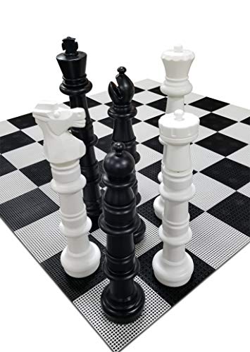 MegaChess Giant Chess Set - 49 inch King; Bundle with Giant Checkers Set and Giant Chess Board (3 Items)