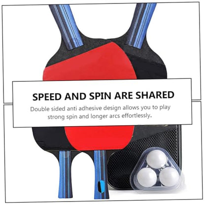Pingpong Paddle Set for Outdoor Playing with Flared Handle for Better Grip High-Grade Rubber Table Tennis Rackets Short Handle Bats and Balls Included for Beginners and Experts