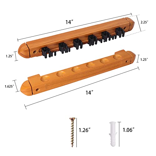 GSE Games & Sports Expert 2-Piece 6/8/12 Billiard Pool Cue Rack Wall Mounted Holders, Billiard Cue Sticks Wall Rack Set - style: 6 Cue - Oak