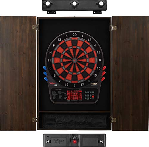 Viper 800 Electronic Dartboard, Metropolitan Espresso Cabinet, Laser Throw Line & Shadow Buster Dartboard Light Bundle - color: Espresso, style: Laser Throw Line