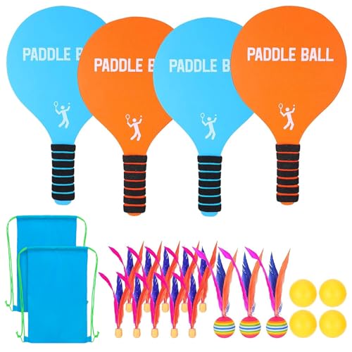 2 Sets Beach Games Toy Paddle Ball Set - Funny Paddleball Rackets Game, Outdoor Sports Toys for Kids Adults Family Games Yard Lawn Party Supplies, Beach Must Haves 2026, Blue Orange, Medium - color: Blue, Orange, size: Medium