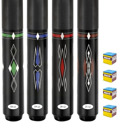 Pool Stick Set of 4,Pool Cues Sticks Made of Premium Maple Wood, Includes 4 Extra Billiard Chalk for Pool Cues, 58" Billiard House Bar Pool Cue Sticks for Professional Billiard Players - color: Pool cues-B02
