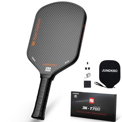 Carbon Fiber Pickleball Paddles USAPA Approved Raw Carbon Frosted - color: Black - Orange