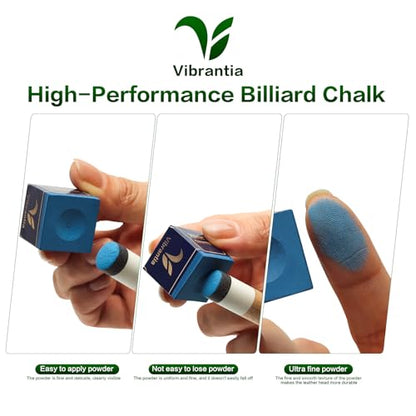 Pro Billiard Pool Cue Chalk 12 Cubes Low Dust for Snooker 8-Ball | Tournament Standard Billiard Chalk, Super Dense Low Dust Formula, 12 Cubes with Portable Storage Box, for Snooker Pool 8-Ball