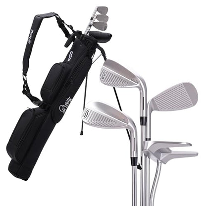Golf Club Set - Starter Golf Clubs for Men with Sunday Stand Bag - 5-Piece Game Improvement Irons Set Including 5i, 7i, PW, Putter, and Bag. Premium 431 Stainless Steel, Hollow Body Design - color: Silver