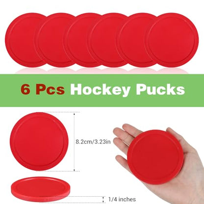 Air Hockey Pucks, 6 Pack Full Size Heavy Replacement Pucks, 3 1/4 Inches Diameter, Plastic Material Hockey Puck for Game Tables Equipment Accessories