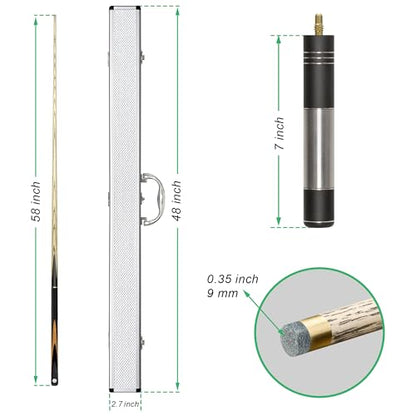 HomeSeason 57inch Snooker Cue Stick 18oz 3/4 Jointed Pool Cue, with Extension, Cue Case, Durable Ash Wood and Red Maple Construction Billiards Cue - color: HSS02