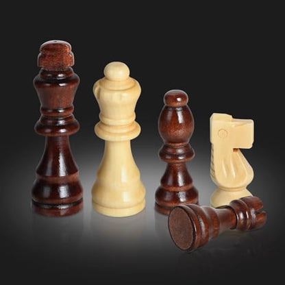 FanVince Chess Set 15" Wooden Board Game - Wood Sets with 2 Storage Bags and 2 Extra Queens - Gifts Box for Men Dad - color: Rosewood Texture
