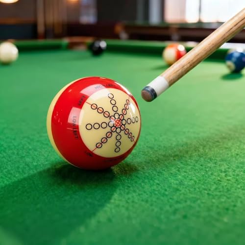 Billiard Training Cue Balls & 3-in-1 Cue Tip Tool Combo, 2-1/4" Regulation Red Dot & Dual-Sided Pool Balls, Billiard Accessories Kit for 8-Ball Game