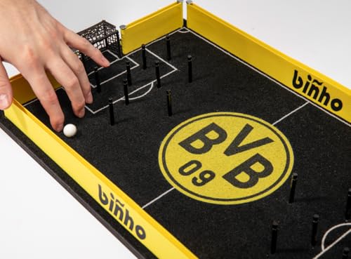 Binho Board Classic Board Game Dortmund Football Club Edition - 2-Player Fast-Paced Finger Flicker Pinball Family Board Game - Portable Tabletop Sports Game Set for Any Occasion